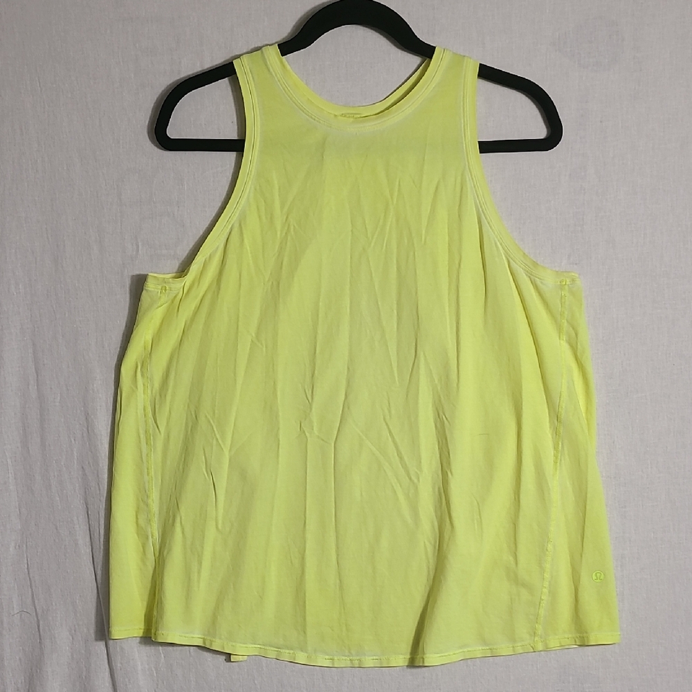 Lululemon Burnout Neon Yellow Fly Away Back Tank Top Size Medium/Large